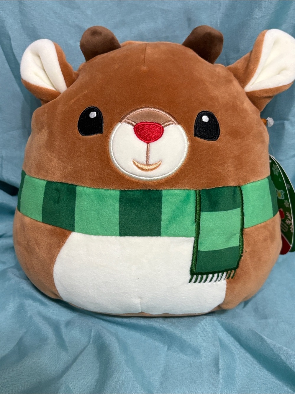 Squishmallows Rudolph Christmas Plush with Green Scarf